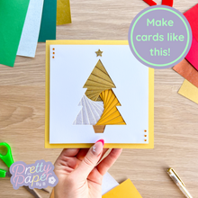 Load image into Gallery viewer, Gold iris fold Christmas tree card
