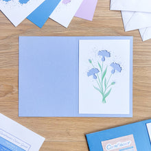 Load image into Gallery viewer, Cornflowers Aperture Card (Pack of 3) | 3 x PRINTED Apertures, Coloured Card Blanks &amp; Envelopes | Intermediate
