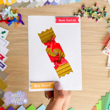 Load image into Gallery viewer, Red and gold iris folding cracker card
