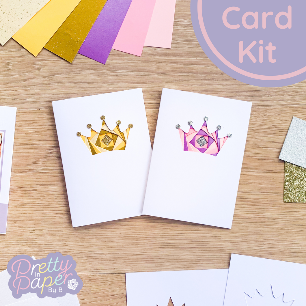 Card Making Kit Crown Mini | Crown Craft Kit Beginner Iris Folding | Princess Edition Card Kit