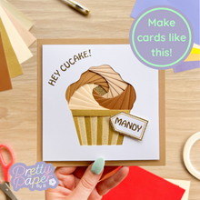 Load image into Gallery viewer, Cupcake Aperture Card (Pack of 3) | 3 x Square White Apertures, Coloured Card Blanks &amp; White Envelopes
