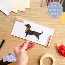 Load image into Gallery viewer, brown iris fold dachshund card
