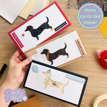 Load image into Gallery viewer, Three iris fold sausage dog cards
