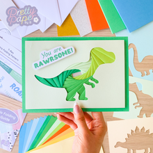 Load image into Gallery viewer, T-rex iris fold card
