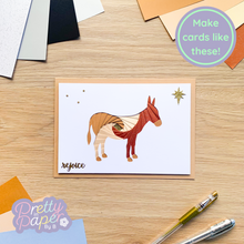 Load image into Gallery viewer, Donkey Aperture Card (Pack of 3) | 3 x Rectangular White Apertures, A5 Coloured Card Blanks &amp; White Envelopes
