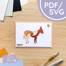 Load image into Gallery viewer, Donkey Iris Folding Pattern PDF &amp; SVG | Beginner Printable Download | Cut File | Christmas Card Making Template
