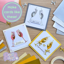 Load image into Gallery viewer, Double Champagne Glass Aperture Card (Pack of 3) | 3 x Apertures, Coloured Card Blanks &amp; Envelopes
