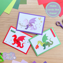 Load image into Gallery viewer, Make cards like this - 3 iris folding dragon cards
