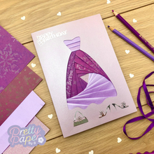 Load image into Gallery viewer, Princess Dress Iris Folding Pattern Template | Beginner Pattern PDF SVG Download | Card Making
