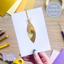 Load image into Gallery viewer, Iris fold droplet bauble card in gold
