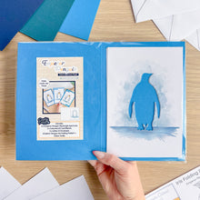 Load image into Gallery viewer, Emperor Penguin Aperture Card (Pack of 3) | 3 x A5 PRINTED Apertures, Coloured Card Blanks &amp; White Envelopes | Christmas
