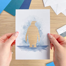 Load image into Gallery viewer, Emperor Penguin Aperture Card (Pack of 3) | 3 x A5 PRINTED Apertures, Coloured Card Blanks &amp; White Envelopes | Christmas

