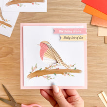 Load image into Gallery viewer, Iris fold robin card with best wishes and lots of love greetings
