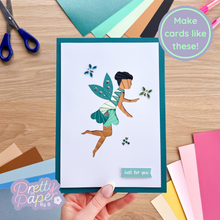 Load image into Gallery viewer, Teal fairy iris fold card
