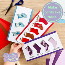 Load image into Gallery viewer, Stocking Iris Folding Pattern PDF &amp; SVG | Christmas Stocking Beginner Printable Download | Cut File | Card Making Template
