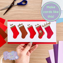 Load image into Gallery viewer, iris fold card in red made with five stocking aperture
