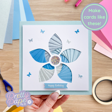 Load image into Gallery viewer, Blue iris fold flower petals card
