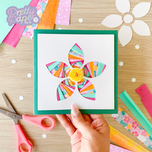 Load image into Gallery viewer, Flower Petals Iris Folding Pattern PDF &amp; SVG | Floral Intermediate Printable Download | Cut File | Card Making Template
