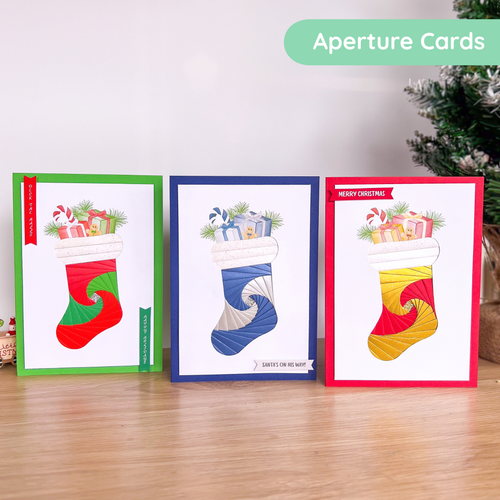 Fluffy Stocking Printed Aperture Card Pack