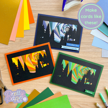 Load image into Gallery viewer, Three iris fold forest scene silhouette cards
