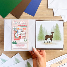 Load image into Gallery viewer, Forest Deer Aperture Card (Pack of 3) | 3 x Square White Printed Fawn Apertures, Coloured Card Blanks &amp; White Envelopes
