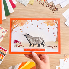 Load image into Gallery viewer, Friends of the Forest Card Making Kit | Iris Folding Craft Kit Beginner | Letterbox Craft Gift | Fox, Badger, Squirrel
