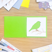 Load image into Gallery viewer, Bird aperture on green card blank
