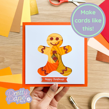 Load image into Gallery viewer, Orange iris fold gingerbread man card
