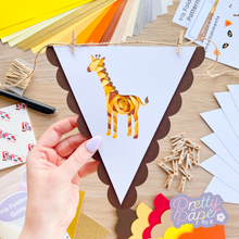 Load image into Gallery viewer, Giraffe Safari Animal Iris Folding Bunting Kit
