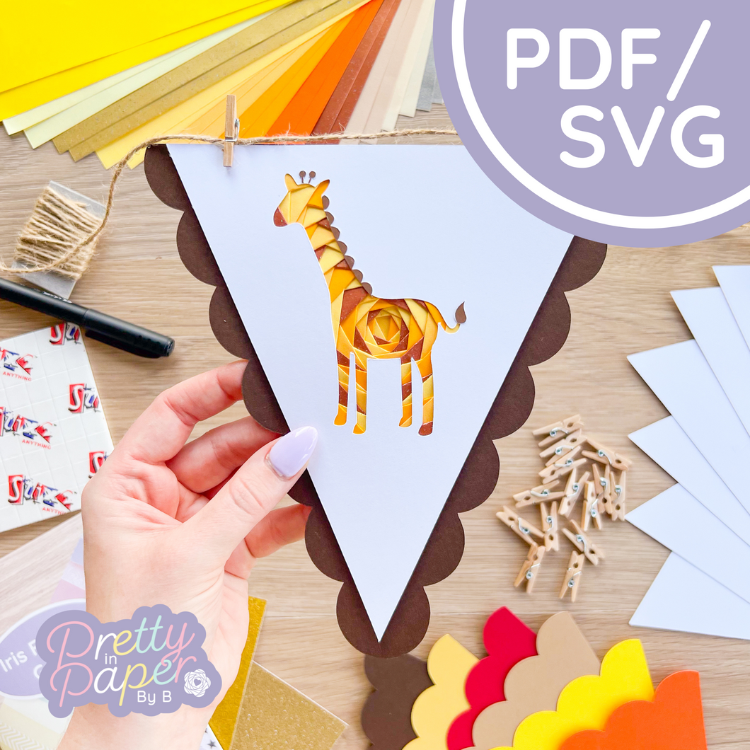 Giraffe Iris Folding Pattern PDF & SVG | Intermediate Template Download | Cut File | Card Making Template