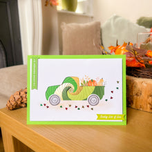 Load image into Gallery viewer, Harvest Truck Printed Aperture Card (Pack of 3) | 3 x Apertures, Coloured Card Blanks &amp; Envelopes | Autumn Fall Wagon Vehicle
