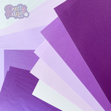 Load image into Gallery viewer, Heather Haze Paper Pack A5, 30 Sheets | Plain &amp; Pearlised Paper Pad | Purple Lilac Craft Paper
