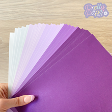 Load image into Gallery viewer, Heather Haze Paper Pack A5, 30 Sheets | Plain &amp; Pearlised Paper Pad | Purple Lilac Craft Paper
