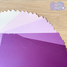 Load image into Gallery viewer, Heather Haze Paper Pack A5, 30 Sheets | Plain &amp; Pearlised Paper Pad | Purple Lilac Craft Paper
