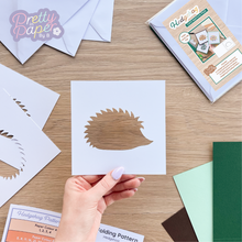 Load image into Gallery viewer, Hedgehog Aperture Card (Pack of 3) | 3 x Apertures, Coloured Card Blanks &amp; White Envelopes | Woodland Christmas

