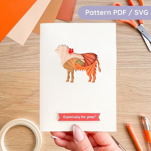 Highland Calf iris folding pattern template