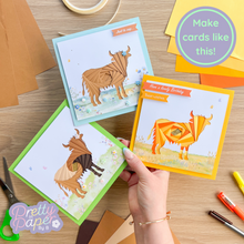 Load image into Gallery viewer, Three iris fold highland cow greeting cards

