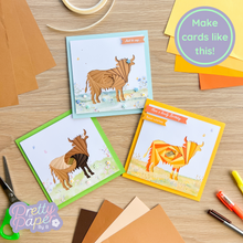 Load image into Gallery viewer, Three iris fold highland cow cards
