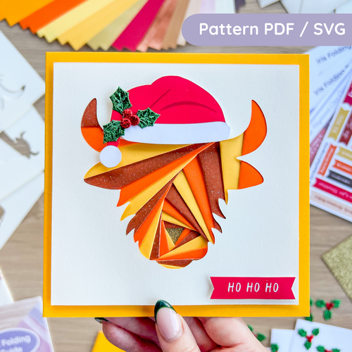 Highland Cow Head iris fold pattern