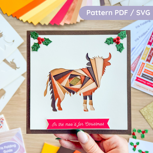 Highland Cow iris folding template