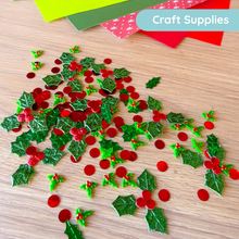 Load image into Gallery viewer, Holly and berry mixed embellishment pack
