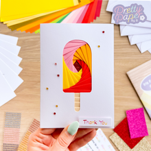 Load image into Gallery viewer, Sweet Summer Card Making Kit | Beginner Kids Iris Folding Kit | Letterbox Craft Kit Gift | Watermelon, Pineapple, Ice Lolly
