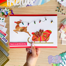 Load image into Gallery viewer, Iris Fold reindeer and sleigh in red and gold
