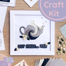 Load image into Gallery viewer, Iris folding tea pot craft kit wall art in silver grey
