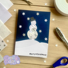 Load image into Gallery viewer, Snowman Iris Folding Pattern PDF &amp; SVG | Snow Man Beginner Printable Download | Cut File | Card Making Template
