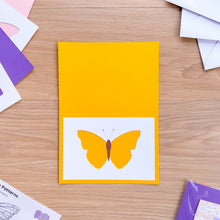 Load image into Gallery viewer, Butterfly cutout on deep yellow card blank

