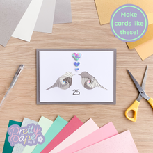 Load image into Gallery viewer, Love Birds Aperture Card (Pack of 3) | 3 x Apertures, Coloured Card Blanks &amp; Envelopes | Wedding Anniversary Engagement Valentine
