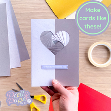 Load image into Gallery viewer, Love Heart Aperture Card (Pack of 3) | 3 x PEARLISED Card Apertures Inserts &amp; Envelopes
