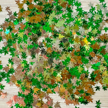 Load image into Gallery viewer, Forest Green Maple Leaf Sequin Embellishments, 800 pcs (approx.) - Light Green, Emerald Green, Silver
