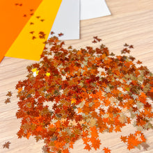 Load image into Gallery viewer, Frosty Fall Maple Leaf Sequins Embellishments, 800 pcs (approx.) | Orange, Silver
